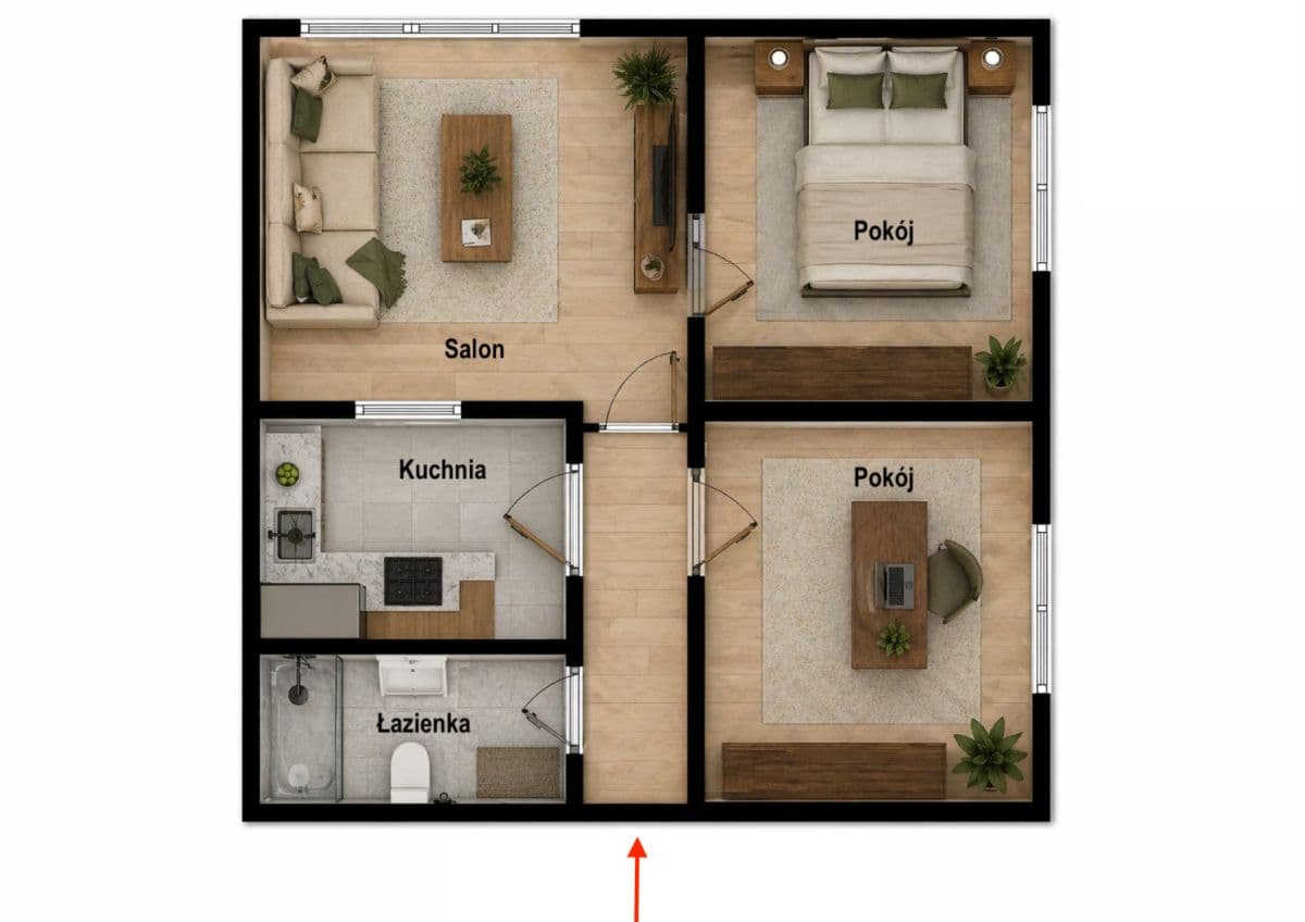 Prezentuję na sprzedaż mieszkanie 3 pokojowe o powierzchni 44,30 m², w Krakowie